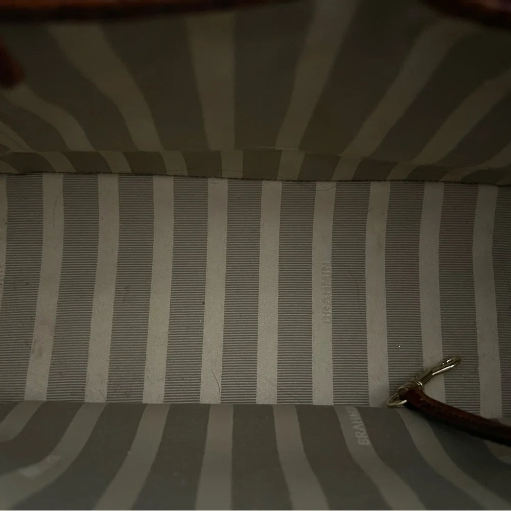 BRAHMIN HANDBAG, Medium Asher - Coconut Soraya Leather Tote Handbag, VERY GOOD.